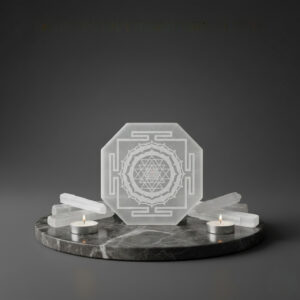 Selenite Shri Yantra Hexagon Plate