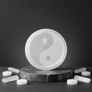 Feng Shui Carved Round Selenite Plate