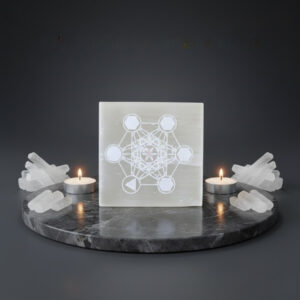 Selenite Geometry Carved Plate