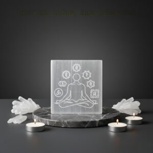 Chakra with Buddha Carved Selenite Plate
