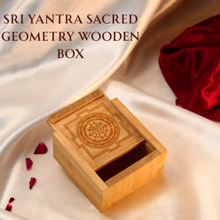 Sri Yantra Sacred Geometry Wooden Box