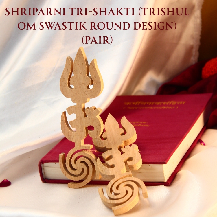 Shriparni Tri-Shakti (Trishul Om Swastik Round design) (Pair)