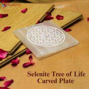 Tree of Life Carved Selenite Plate