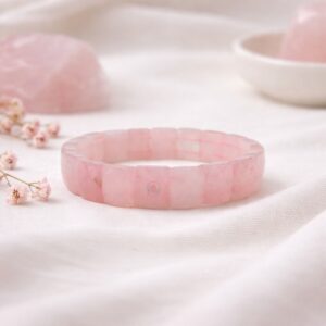 Rose Quartz Square Diamond Cut Bracelet