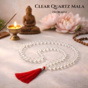 Clear Quartz Mala With Certificate Sphatik Mala 8mm Beads Mala