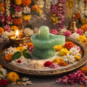 Natural green aventurine shivling