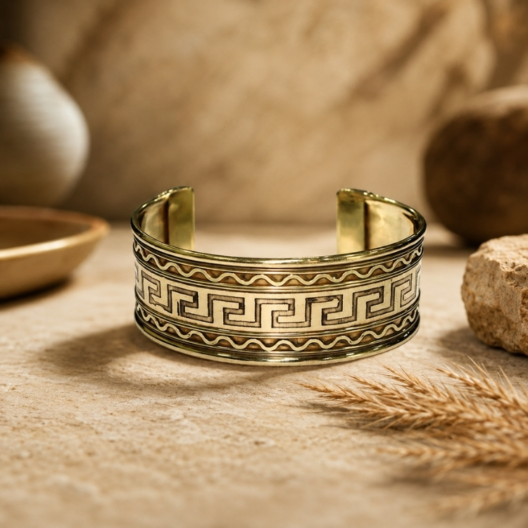 Vintage Greek Brass Cuff Kada