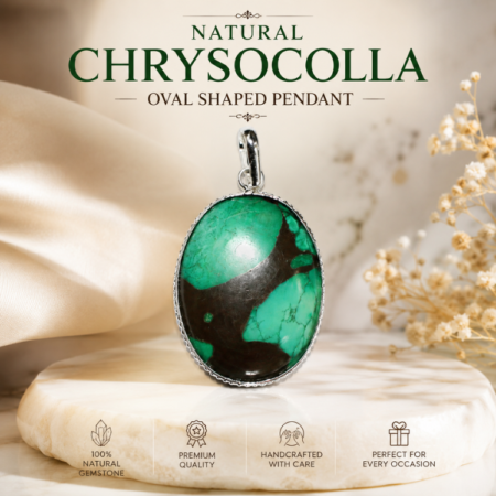 Natural Chrysocolla Oval Shaped Pendant