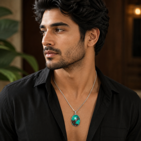 Natural Chrysocolla Oval Shaped Pendant