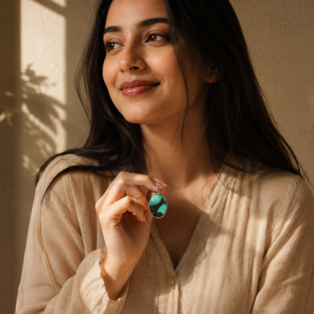 Natural Chrysocolla Oval Shaped Pendant