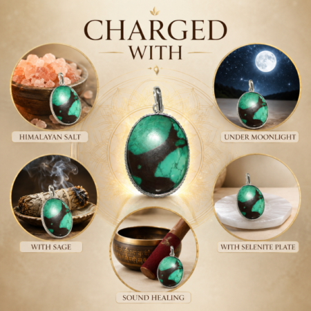 Natural Chrysocolla Oval Shaped Pendant