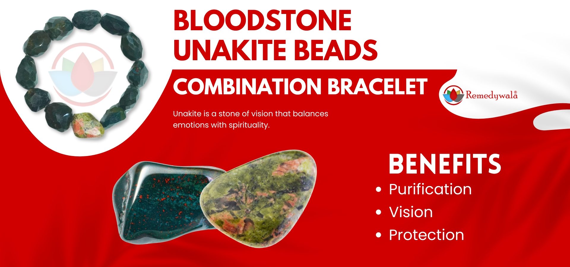 Bloodstone Unakite Beads Bracelet