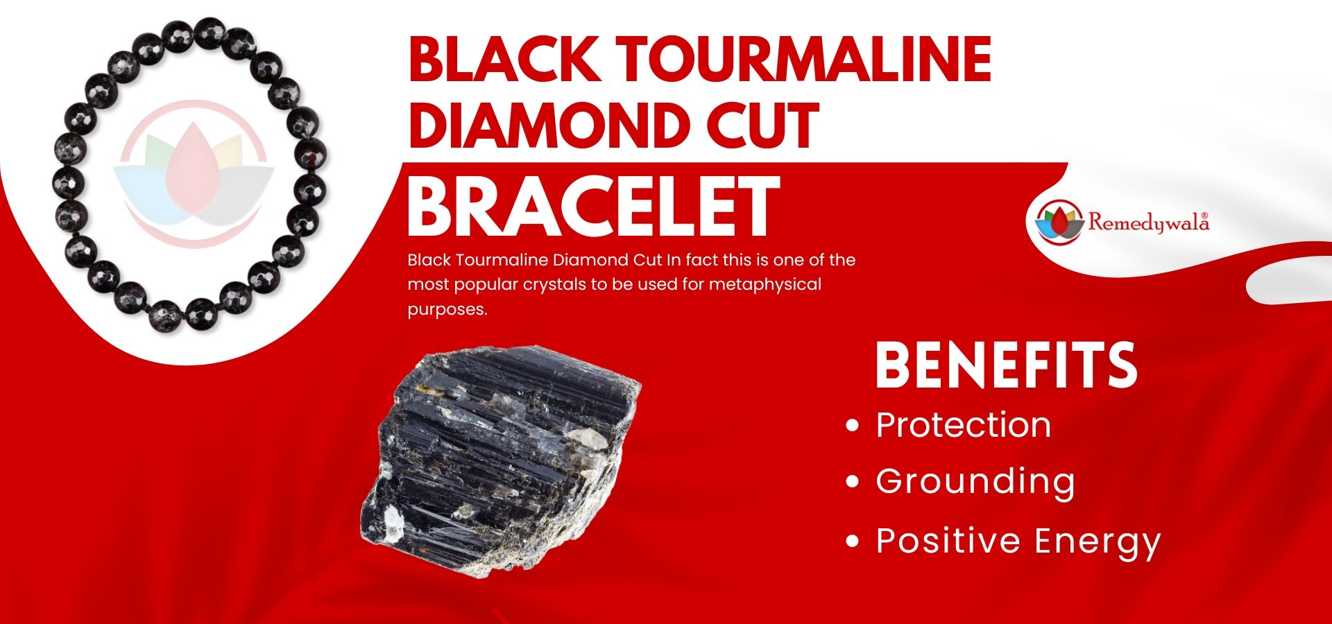 Black Tourmaline Diamond Cut Bracelet