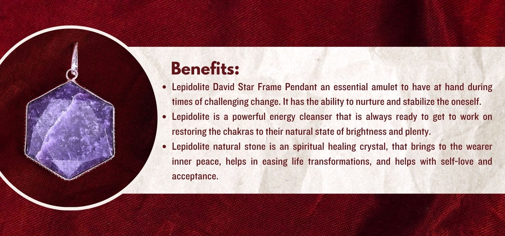 Lepidolite David Star Shape Frame Pendant