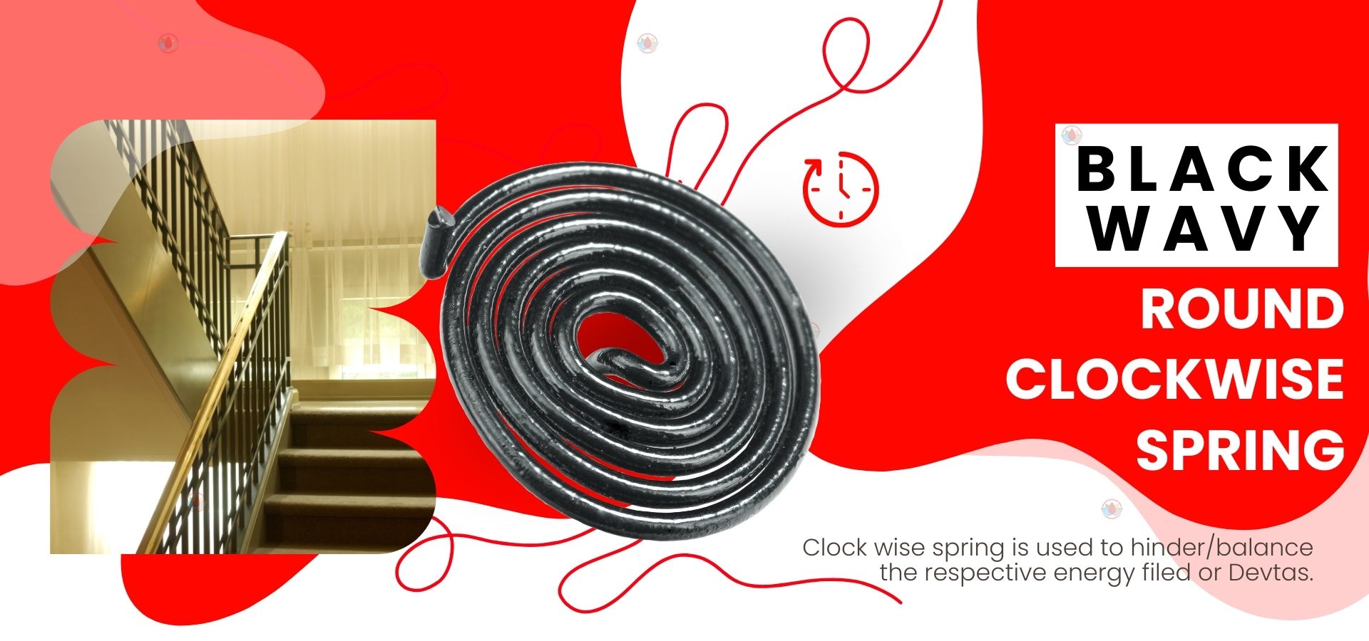 Vastu Black Wavy Round Clockwise Spring