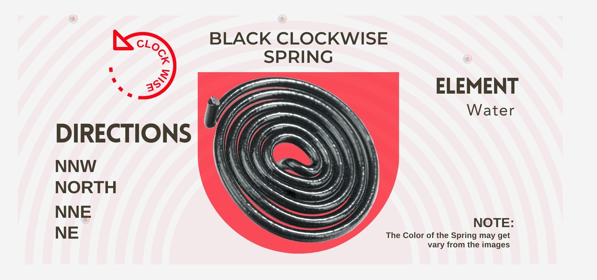 Vastu Black Wavy Round Clockwise Spring