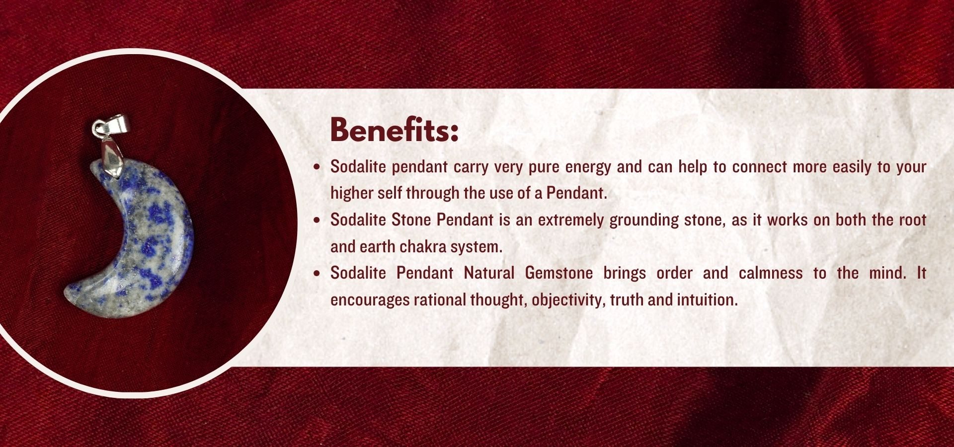 Sodalite Half Moon Pendant