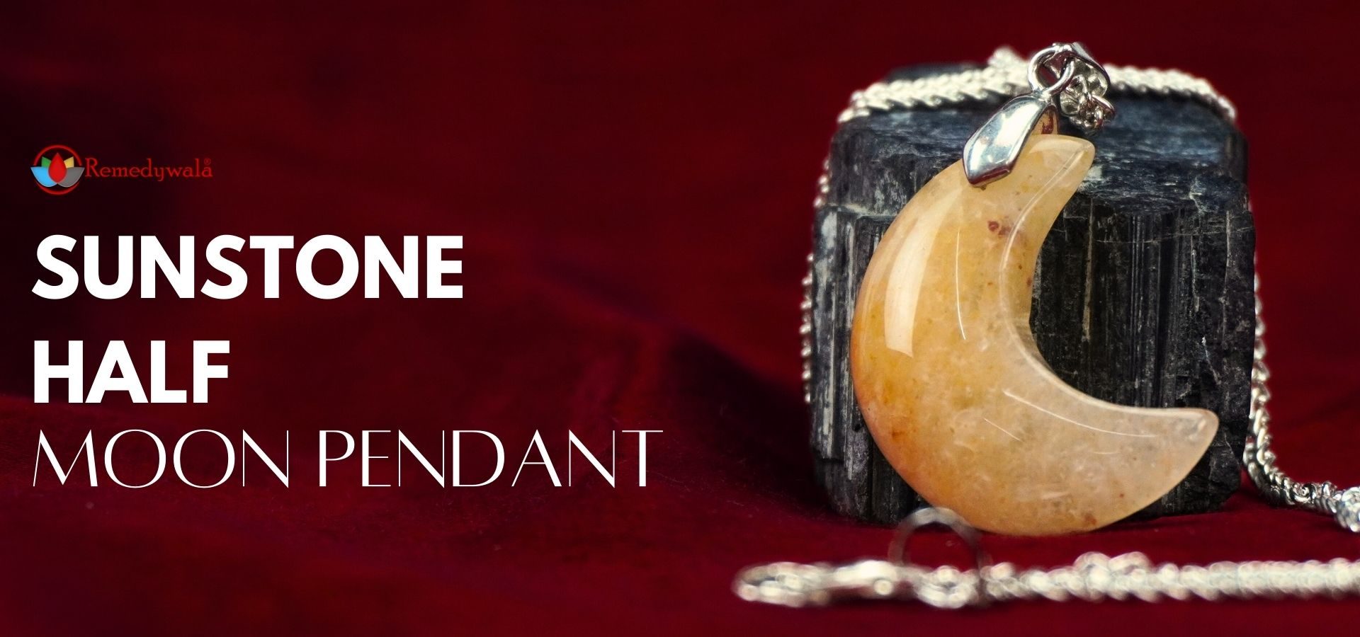 Sunstone Half Moon Pendant