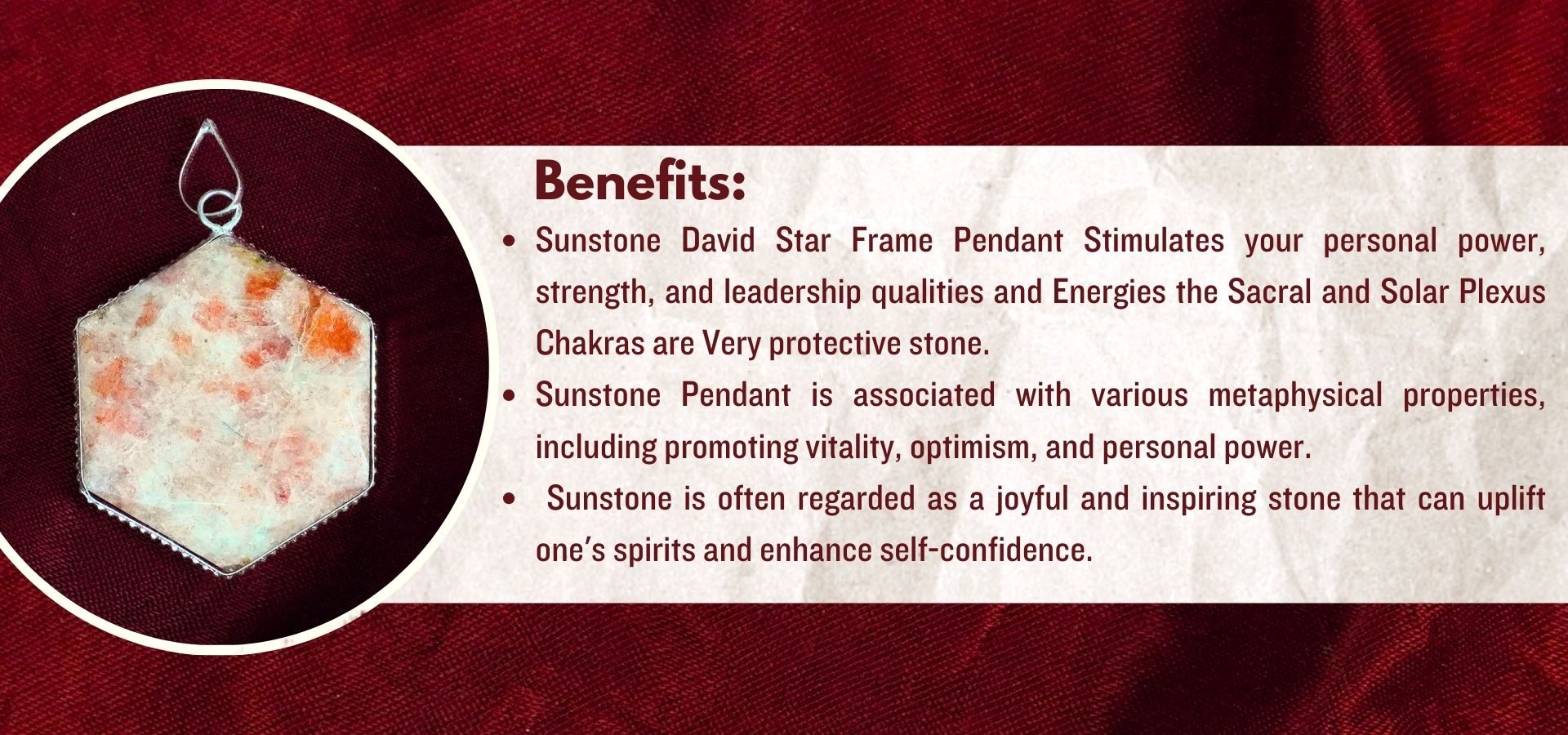 Sunstone David Star Shape Frame Pendant