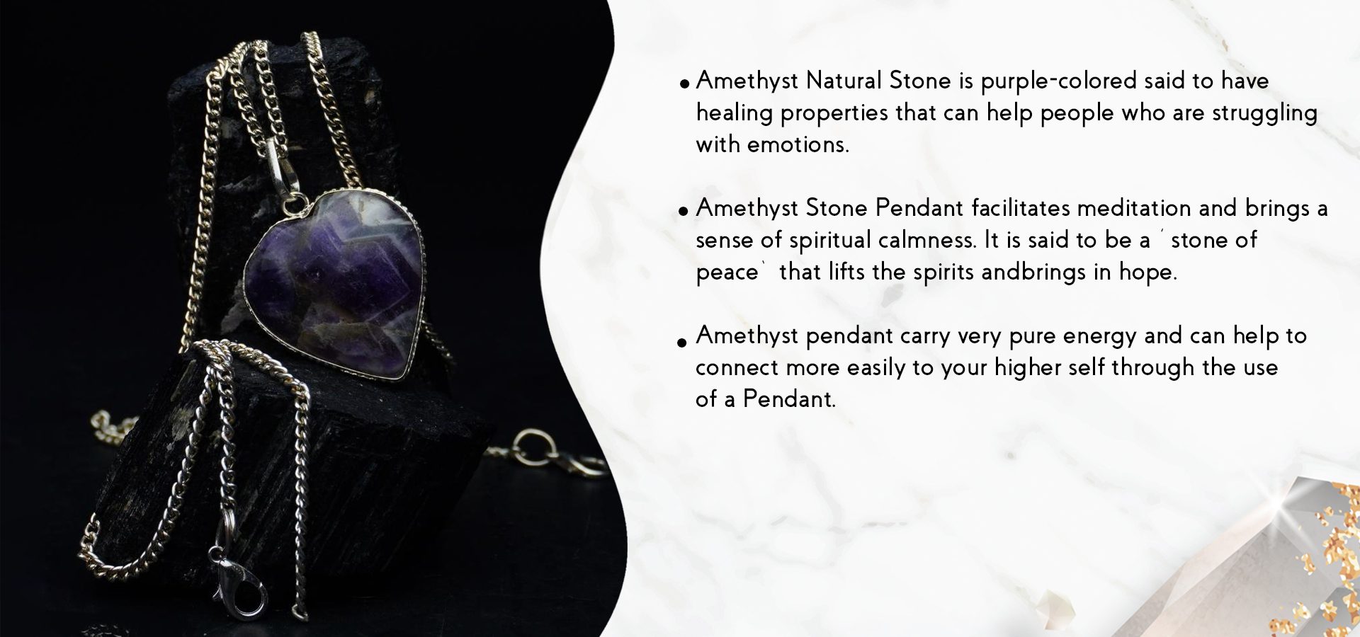 Amethyst Frame Heart Shape Pendant