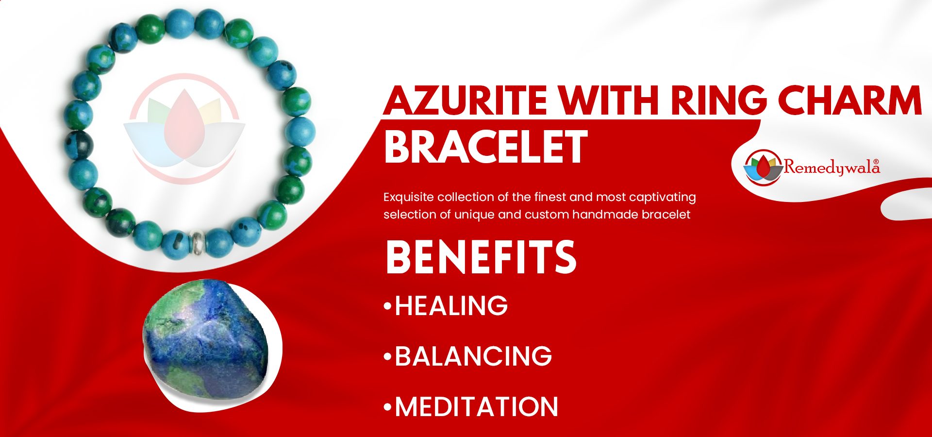 Azurite Bracelet with Ring charm