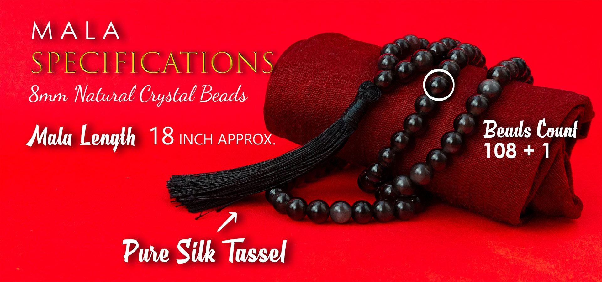 Black Obsidian Transparent 8mm Mala