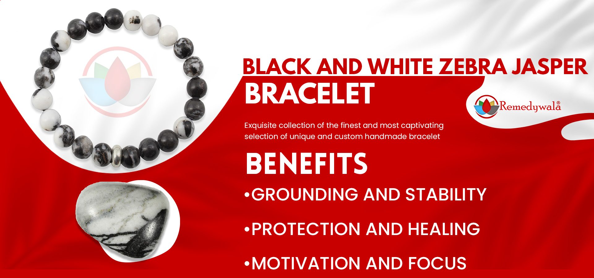 Black and White Zebra Jasper Bracelet