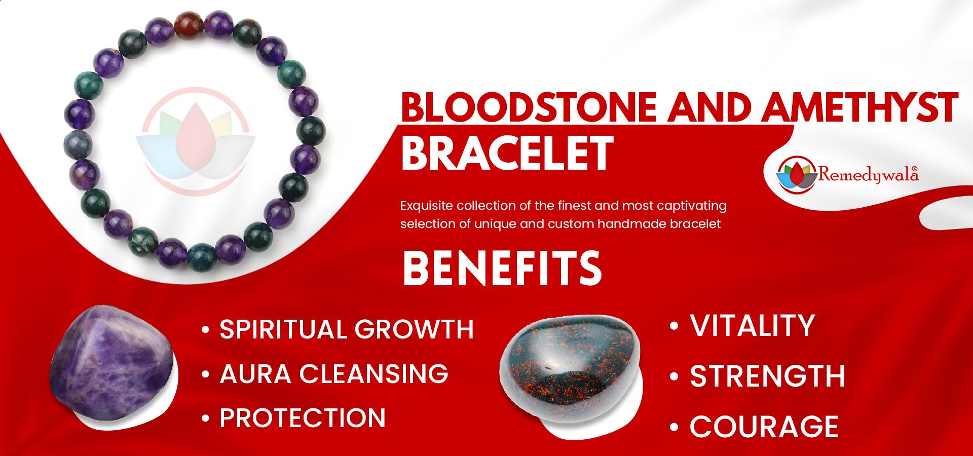 Bloodstone and Amethyst Combination Bracelet