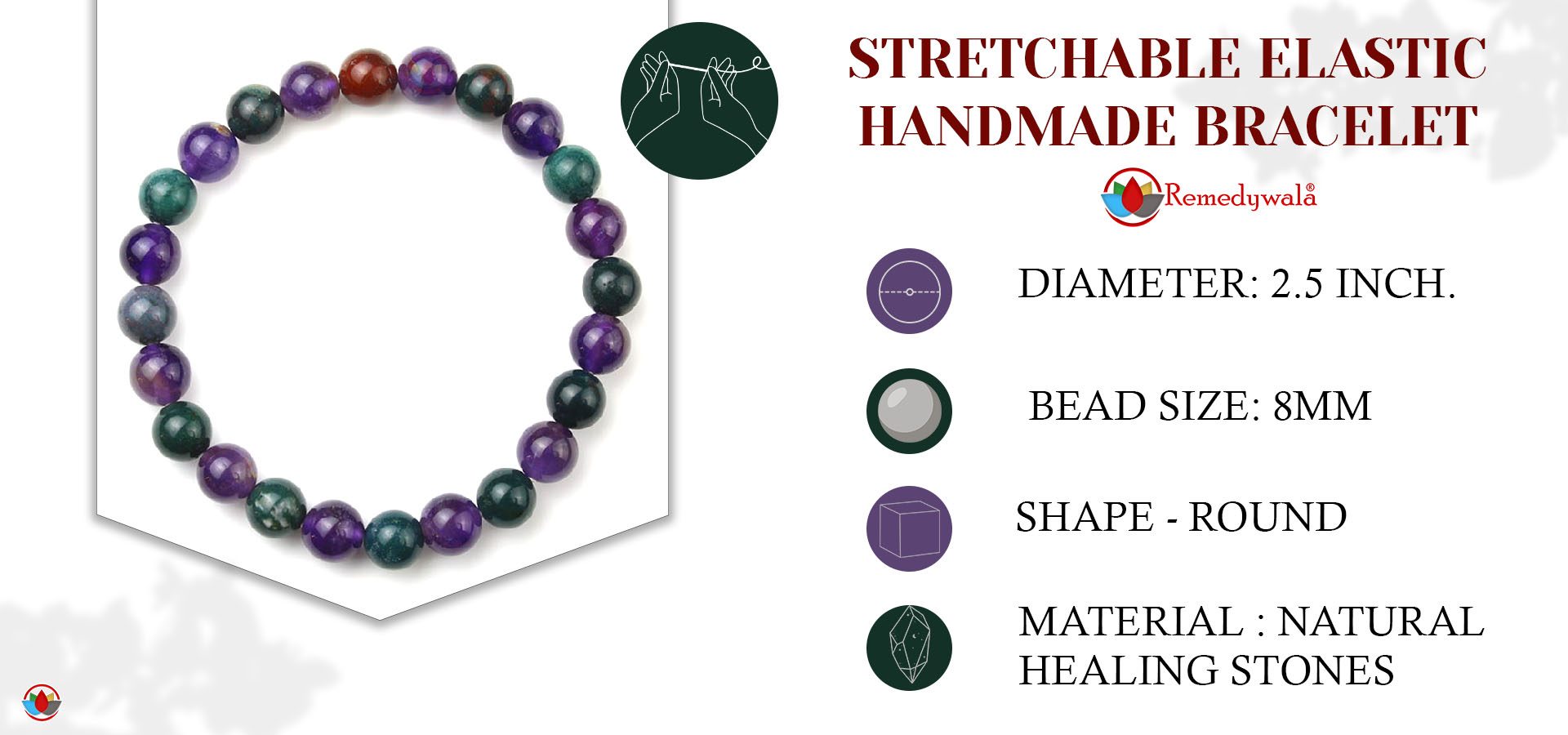 Bloodstone and Amethyst Combination Bracelet
