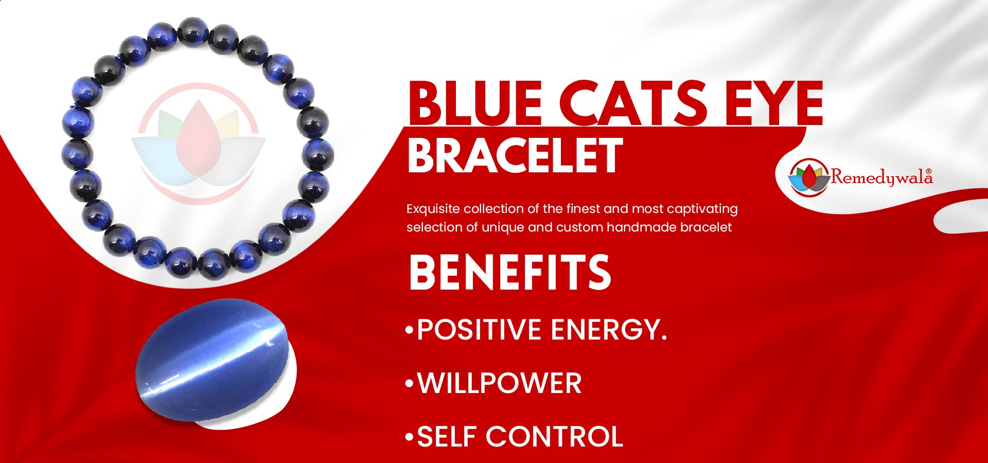Blue Cats Eye Bracelet 8mm Remedywala