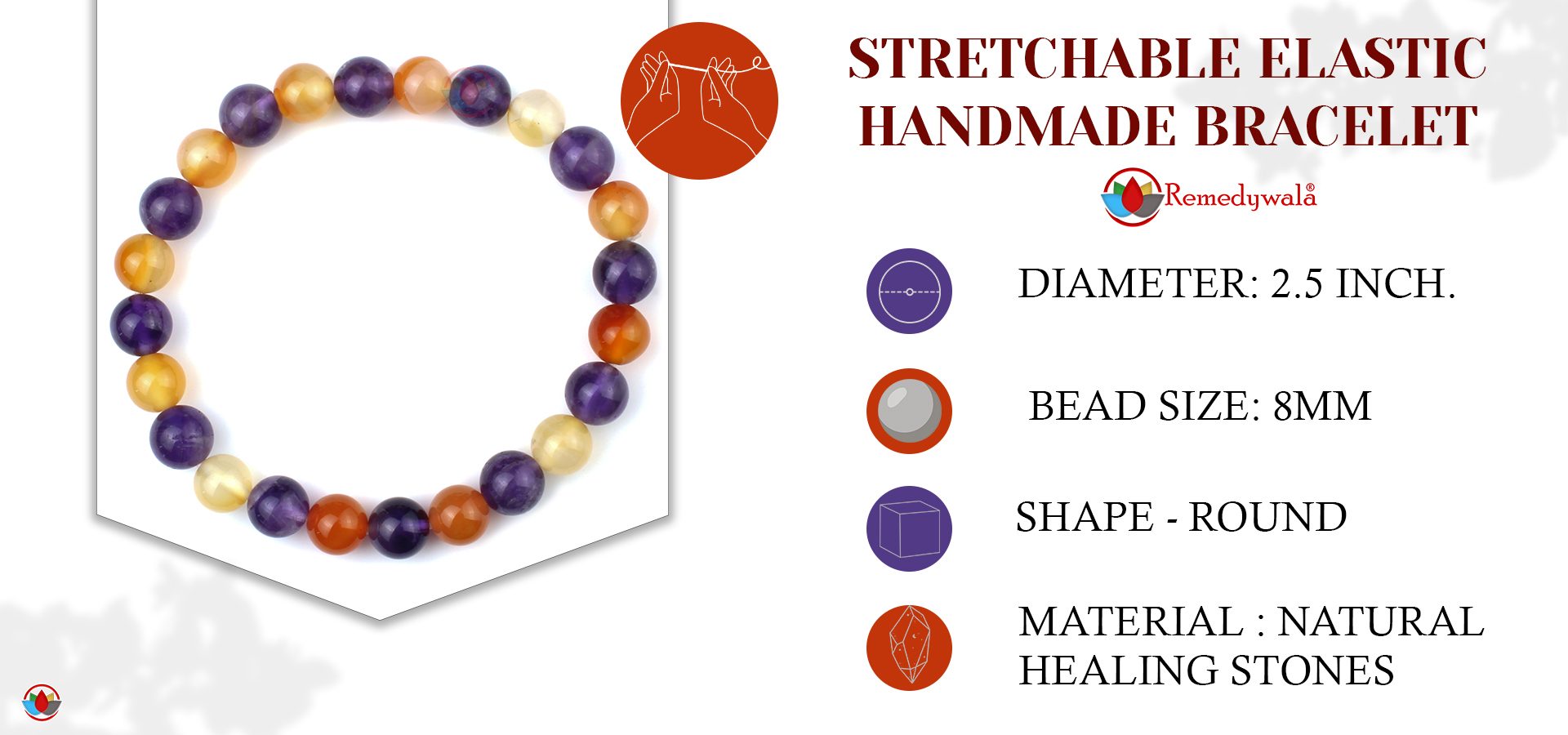 Carnelian and Amethyst Combination Bracelet