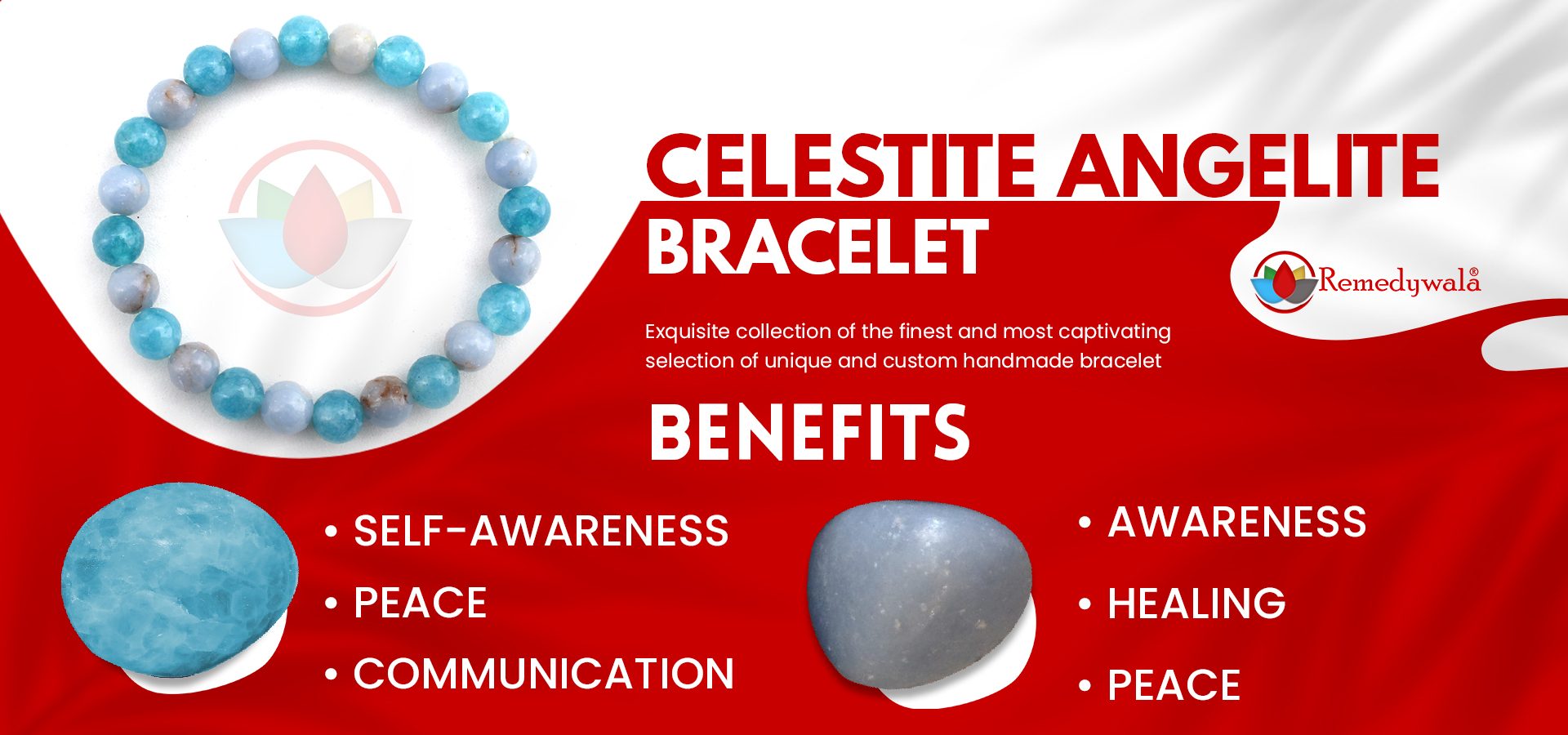 Celestite Angelite Combination Bracelet 8mm