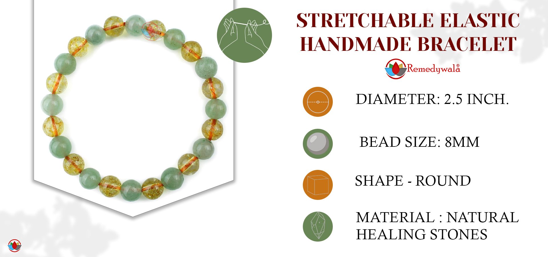Citrine Aventurine Combination Bracelet 8mm