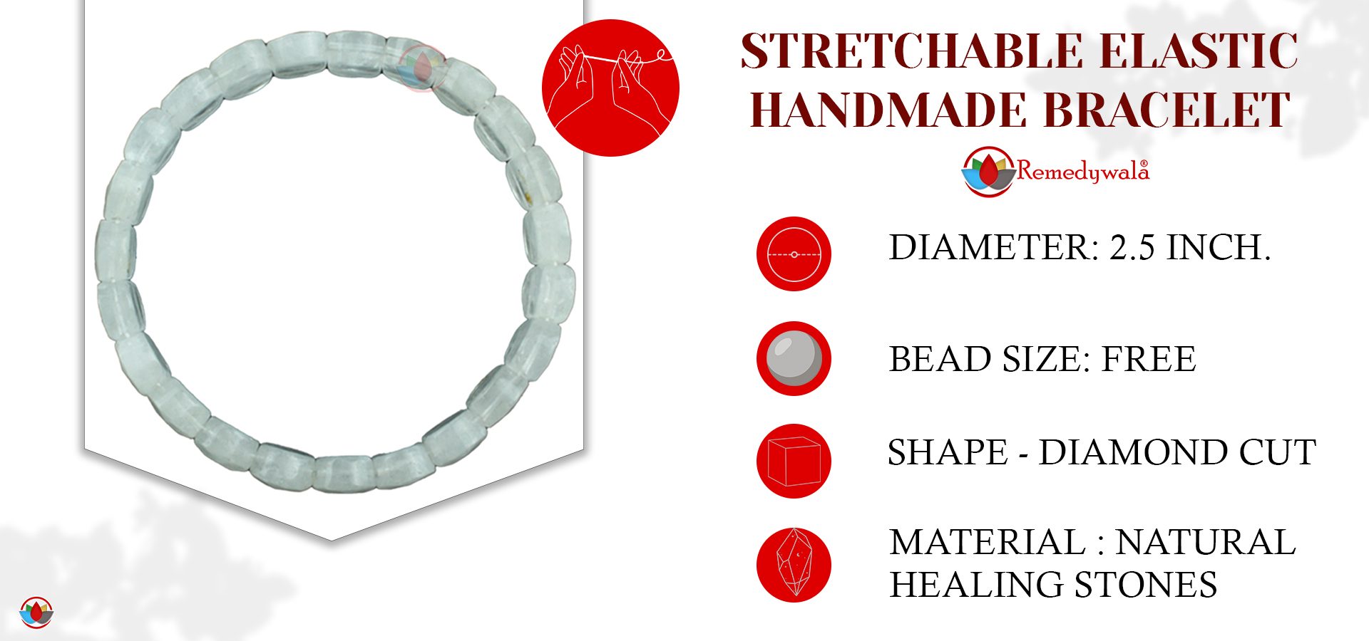 Clear Quartz Bracelet (Diamond Cut Tumble)