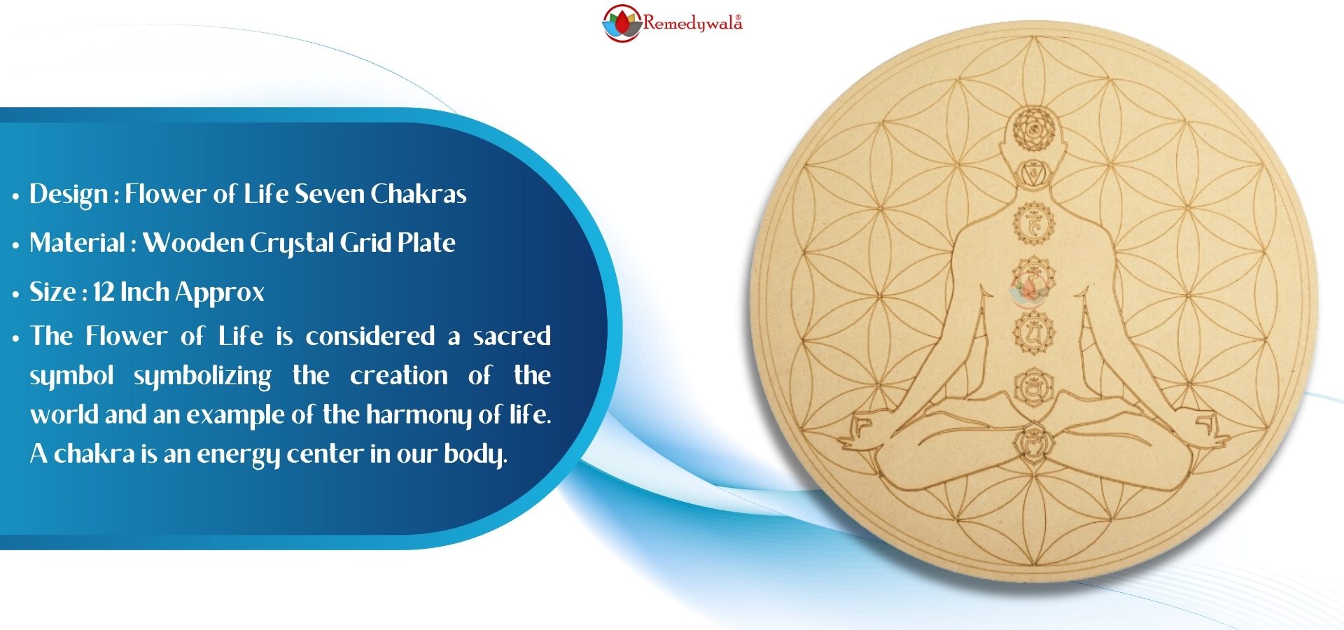 Flower Of Life Chakras Body Wooden Grid Plate (2)