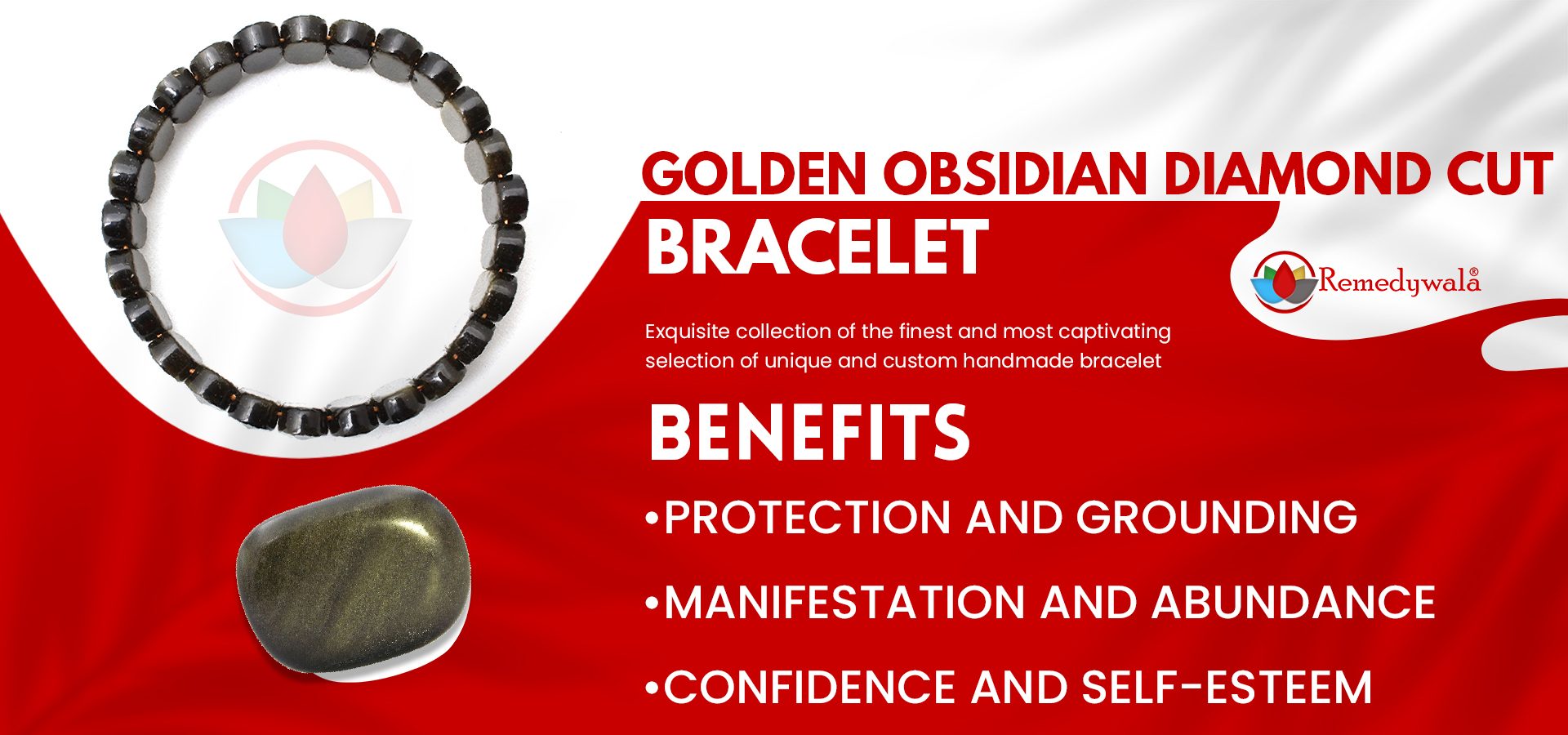 Golden Obsidian Bracelet (Diamond Cut Tumble)