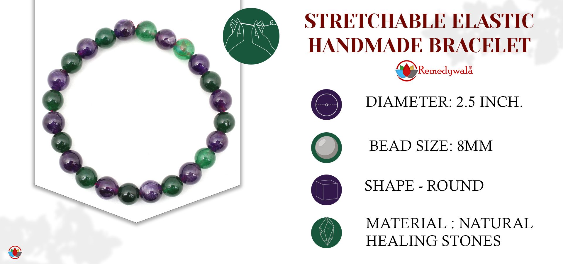 Green Jade Amethyst Combination Bracelet 8mm