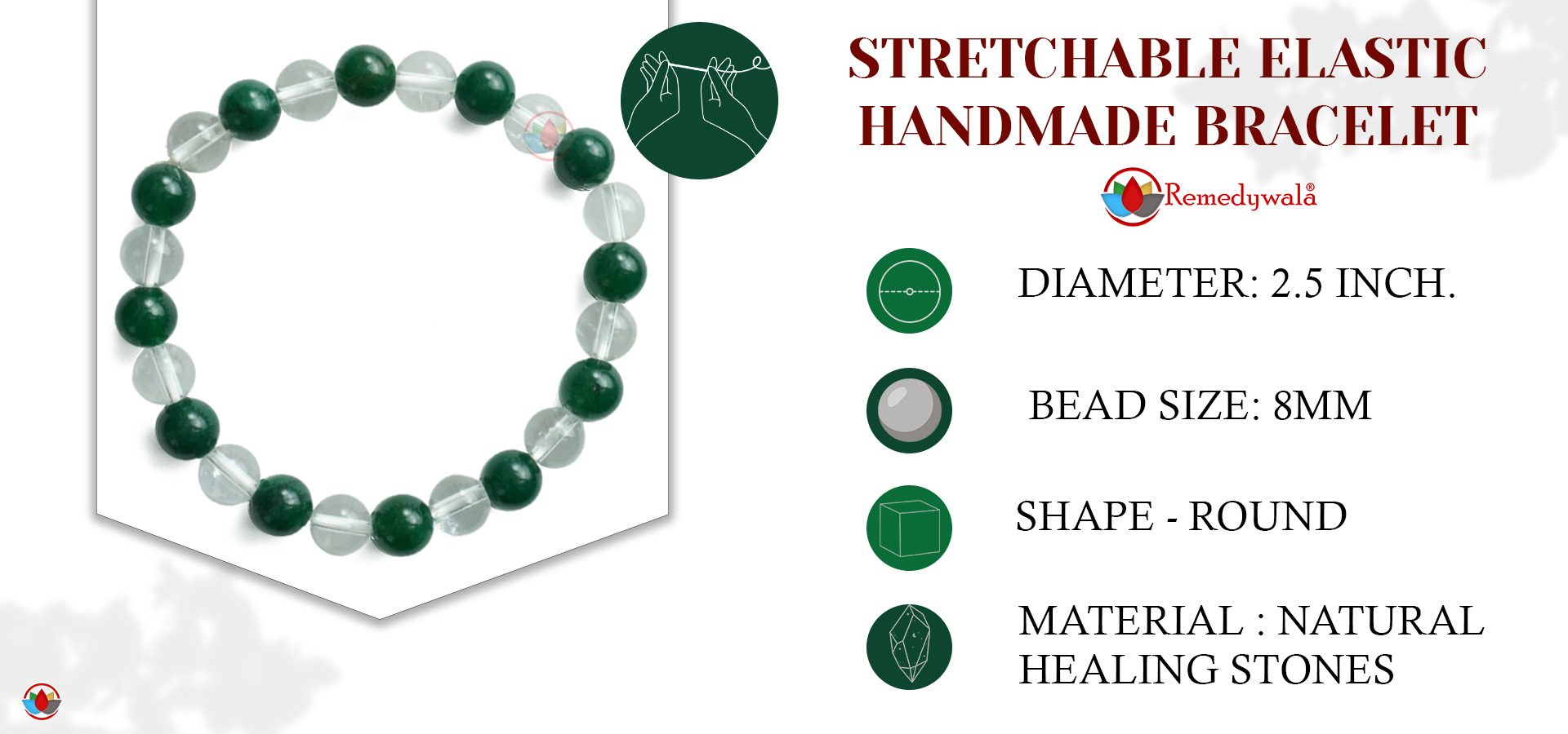 Green Jade Clear Quartz Combination Bracelet 8mm