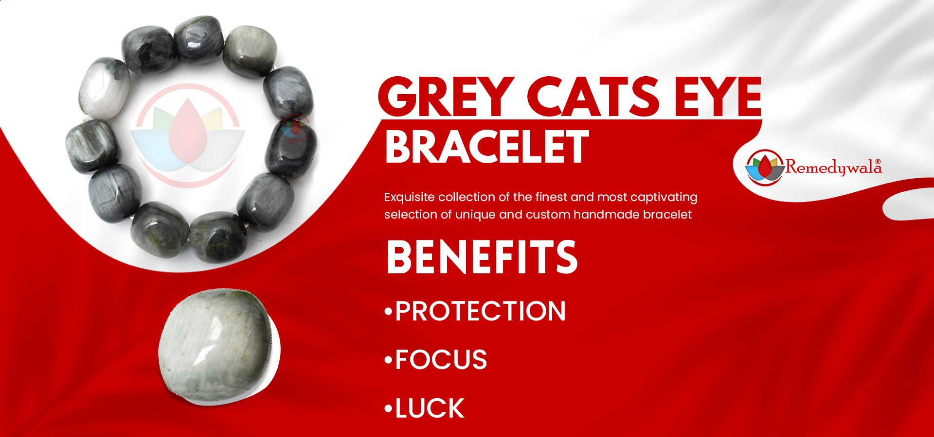 Grey Cats Eye Tumble Bracelet