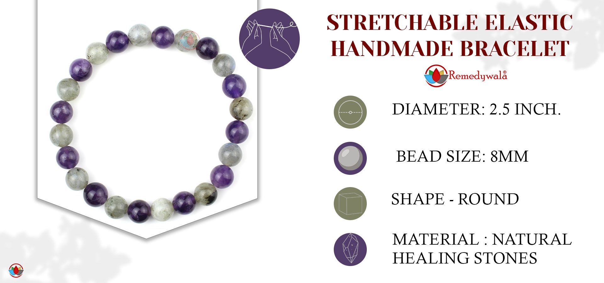 Labradorite and Amethyst Combination Bracelet