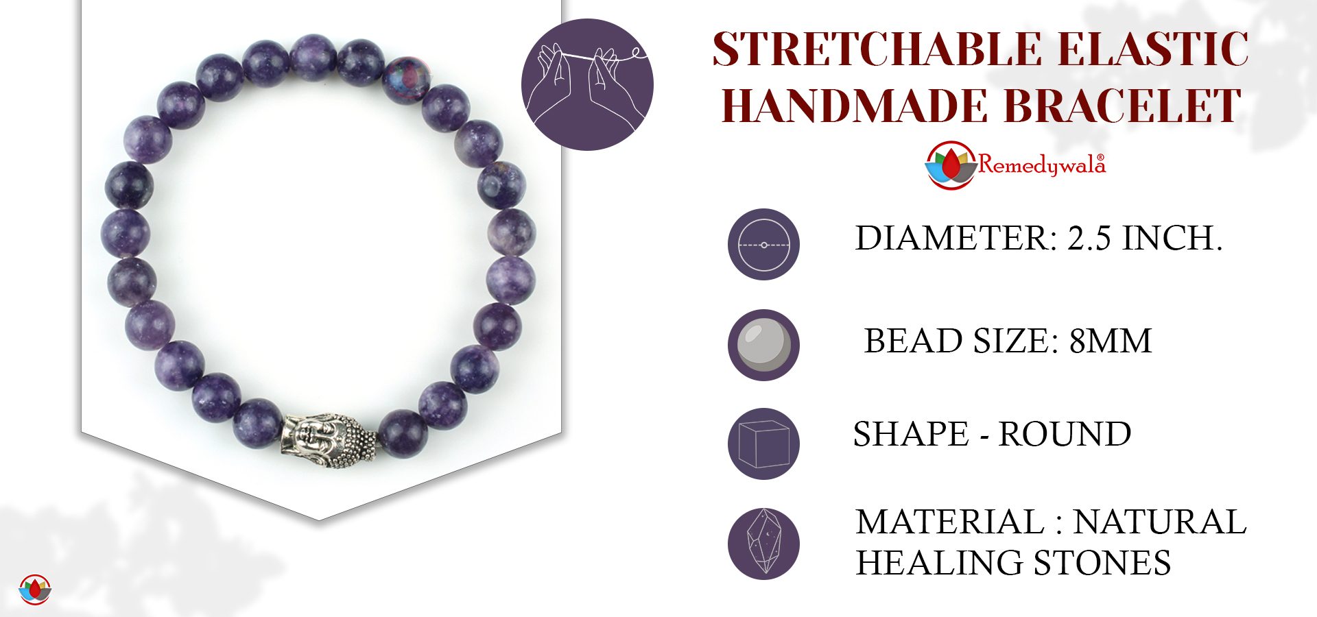 Lepidolite with Charm Bracelet 8mm