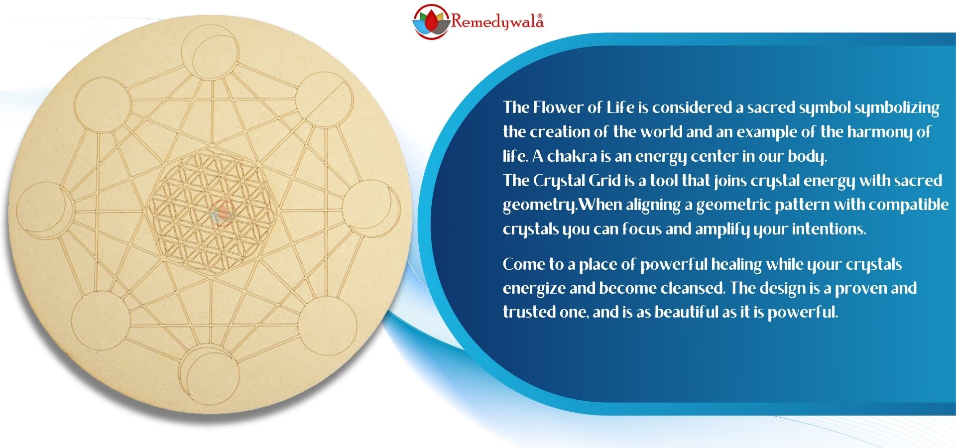 Moon Phases Tetrahedron Flower of Life Wooden Grid Plate (3)