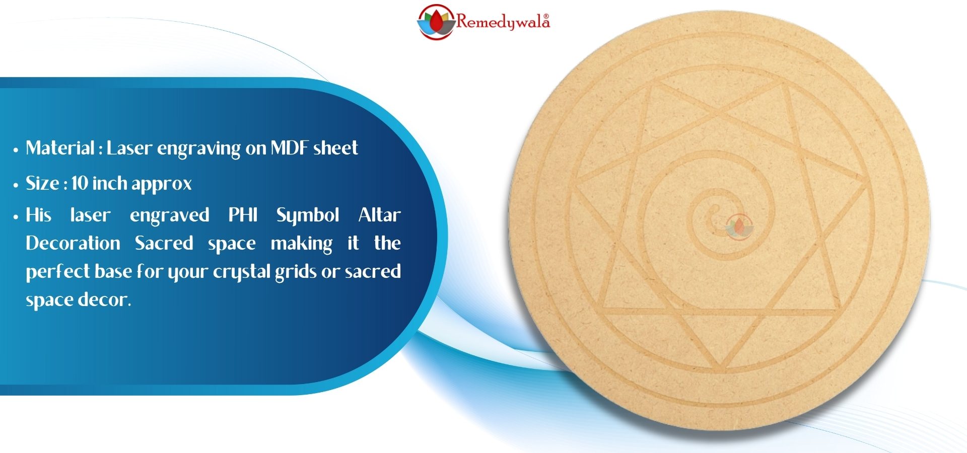 PHI Symbol Crystal Grid Plate (10 Inch Approx) (2)