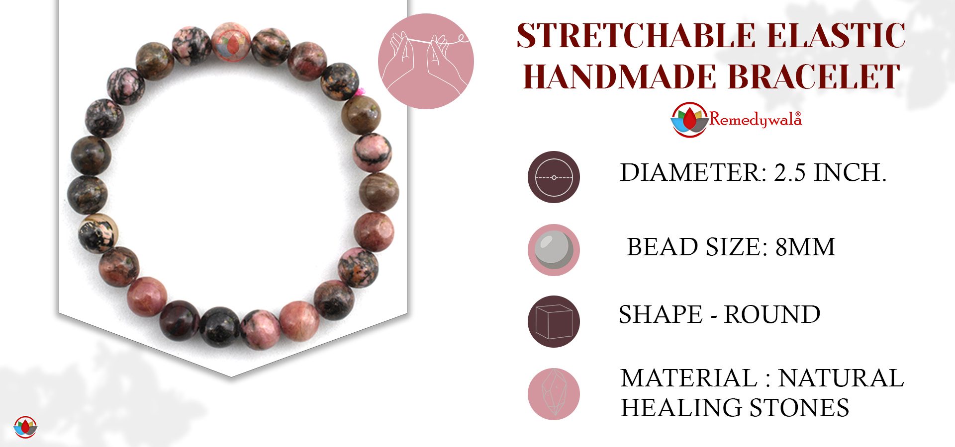 Rhodonite Bracelet 8mm