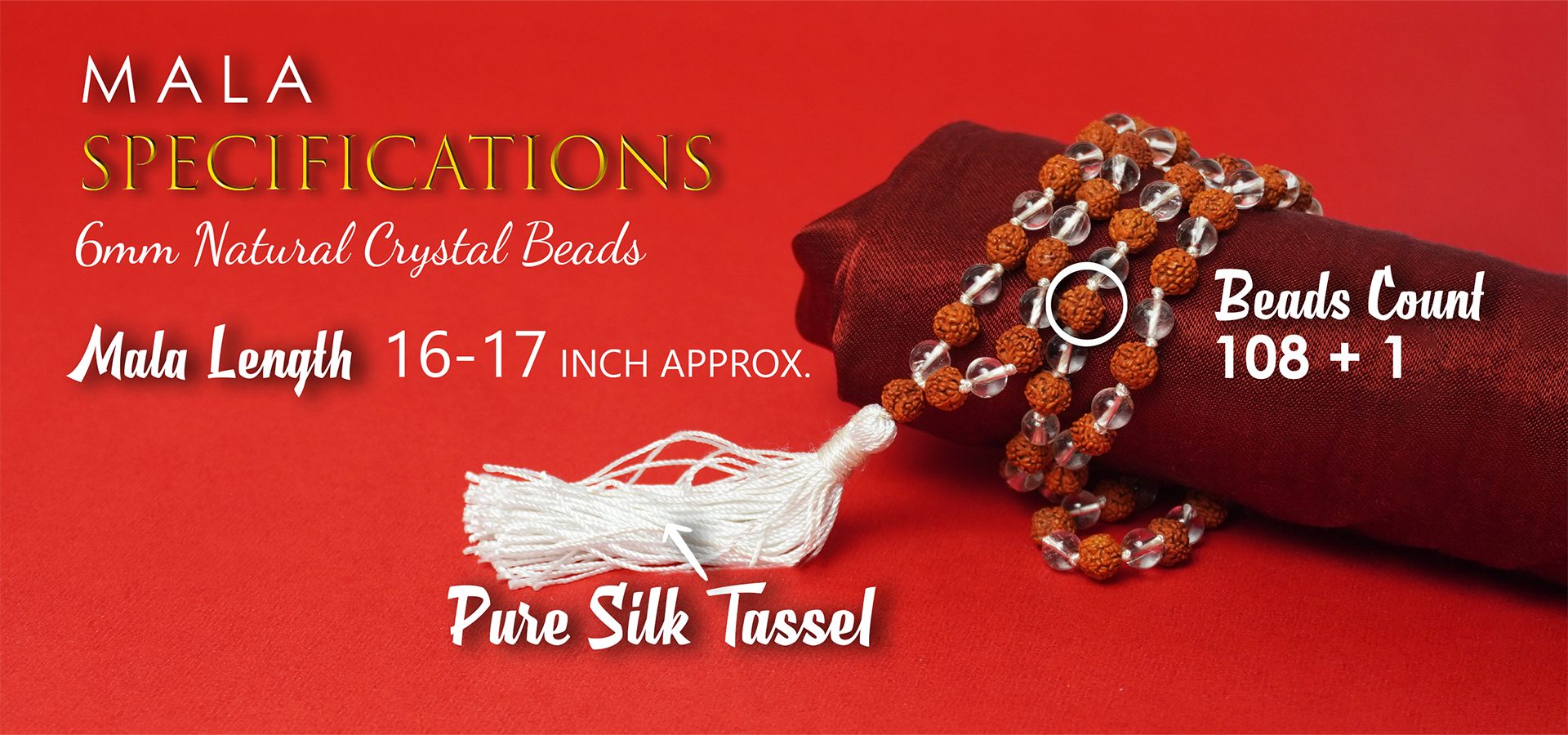 Rudraksha Crystal 6mm Mala