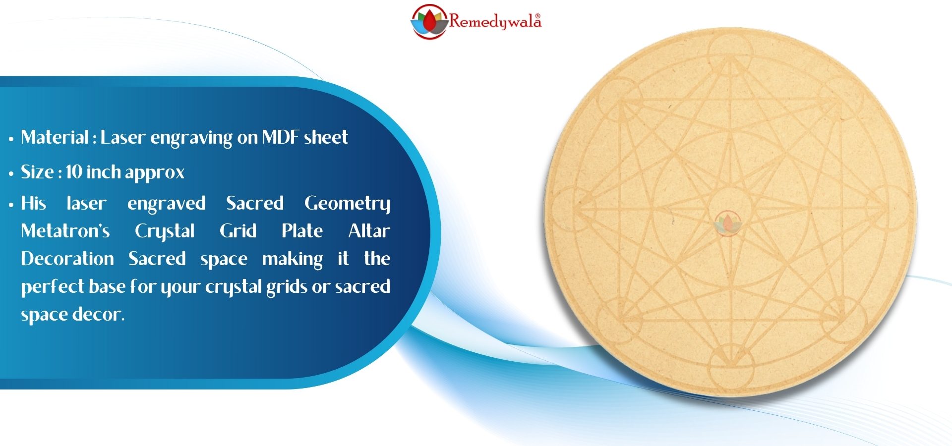 Sacred Geometry Metatron’s Crystal Grid Plate (10 Inch Approx) (2)