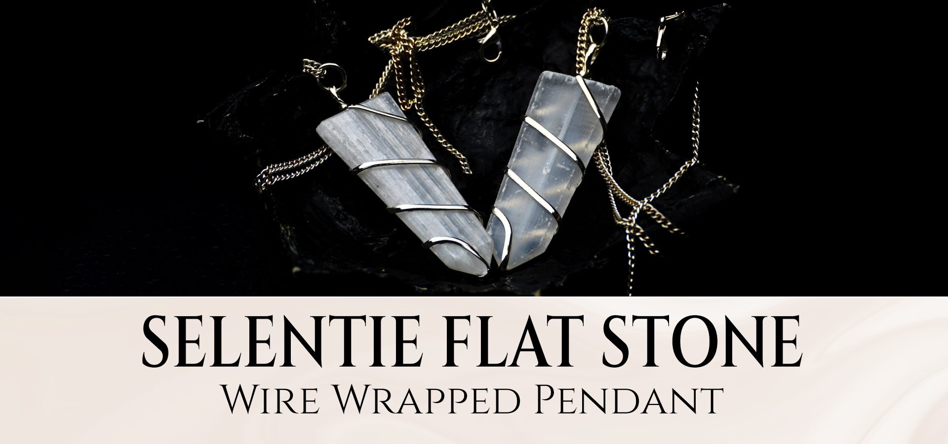Selentie Flat Stone Wire Wrapped Pendant