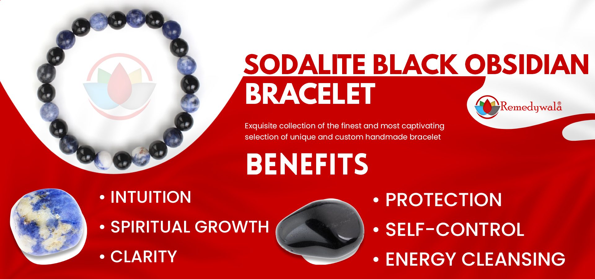 Sodalite Black Obsidian Combination Bracelet 8mm