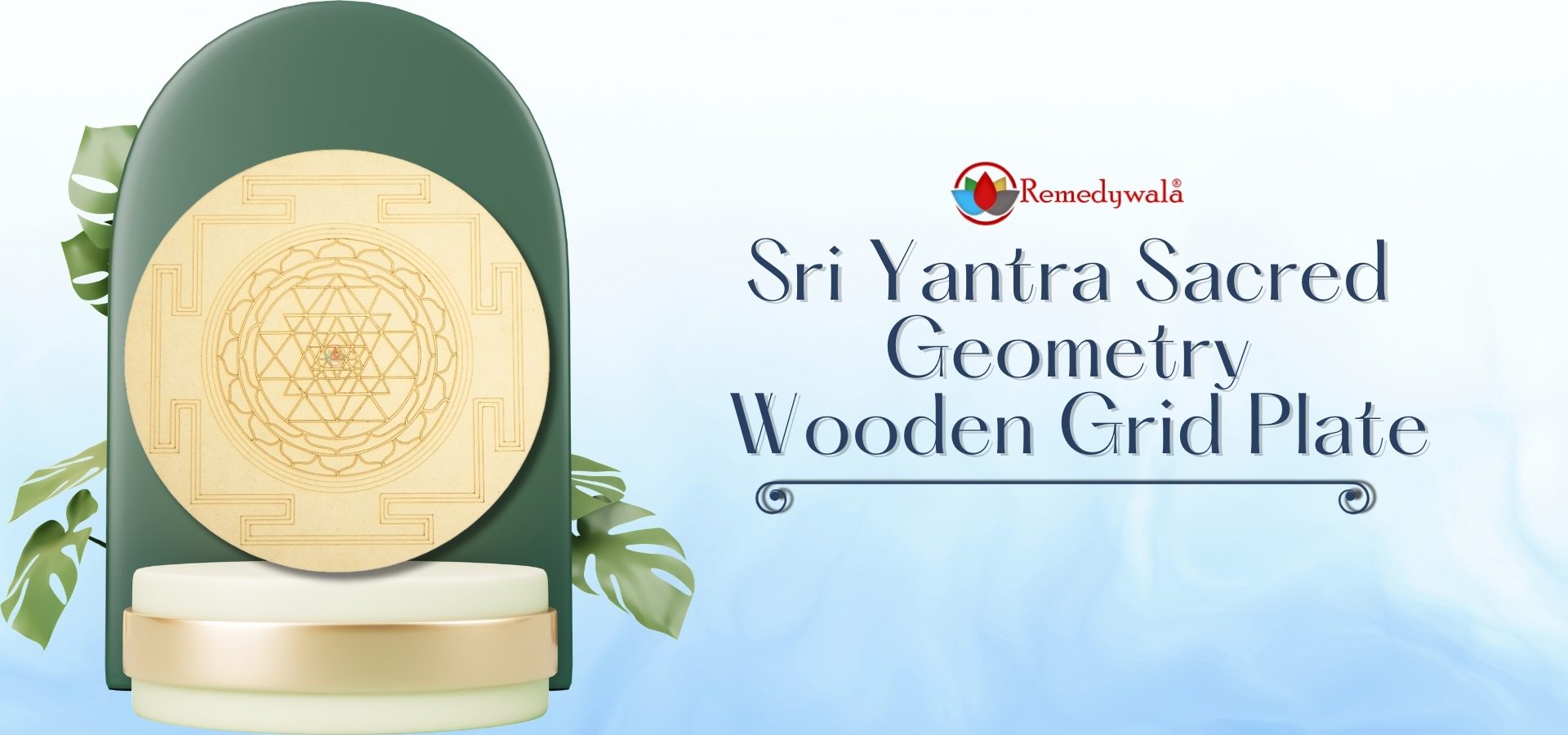 Sri Yantra Sacred Geometry Wooden Grid Plate (12 Inch Approx) (1)