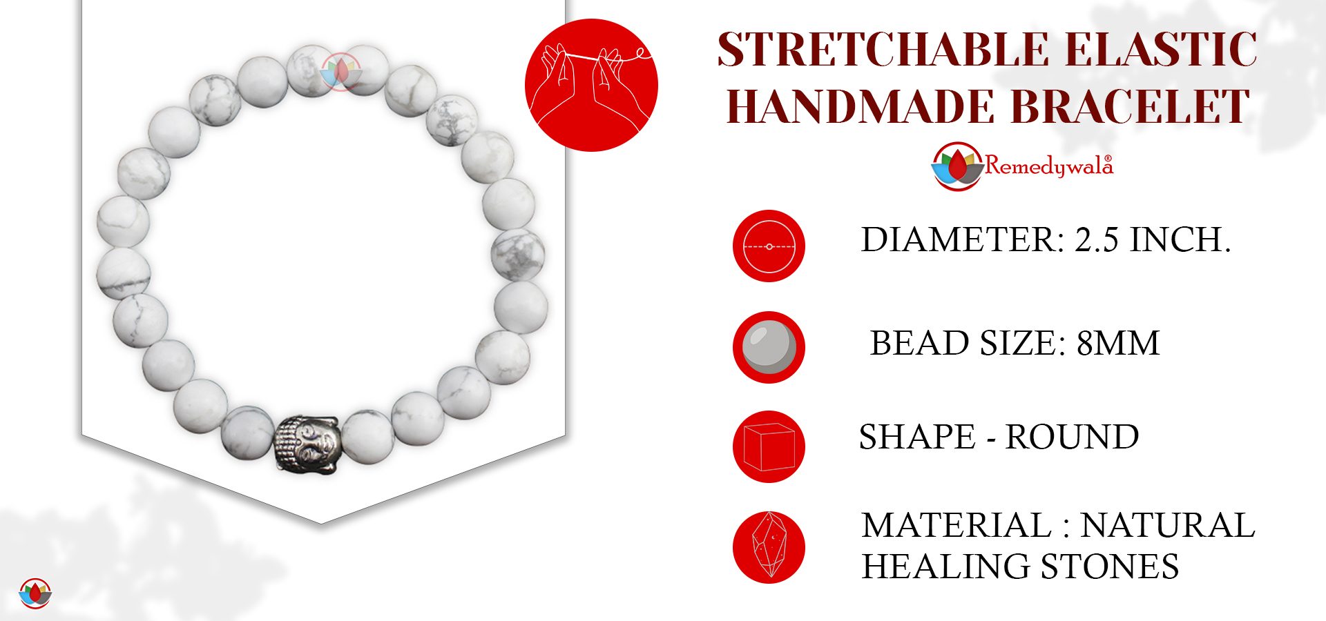 White Howlite Bracelet With Buddha Charm